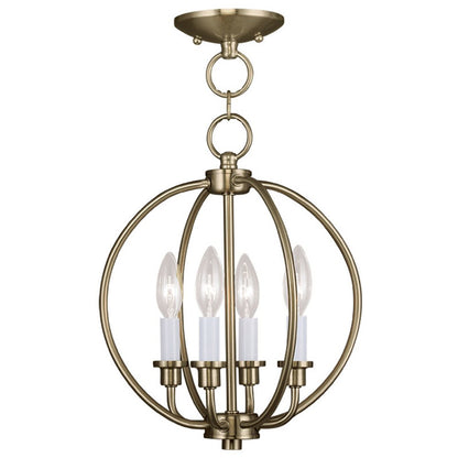 Brass And White Four Light Metal Dimmable Chandelier With Shades HomeRoots