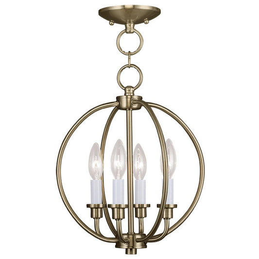 Brass And White Four Light Metal Dimmable Chandelier With Shades HomeRoots