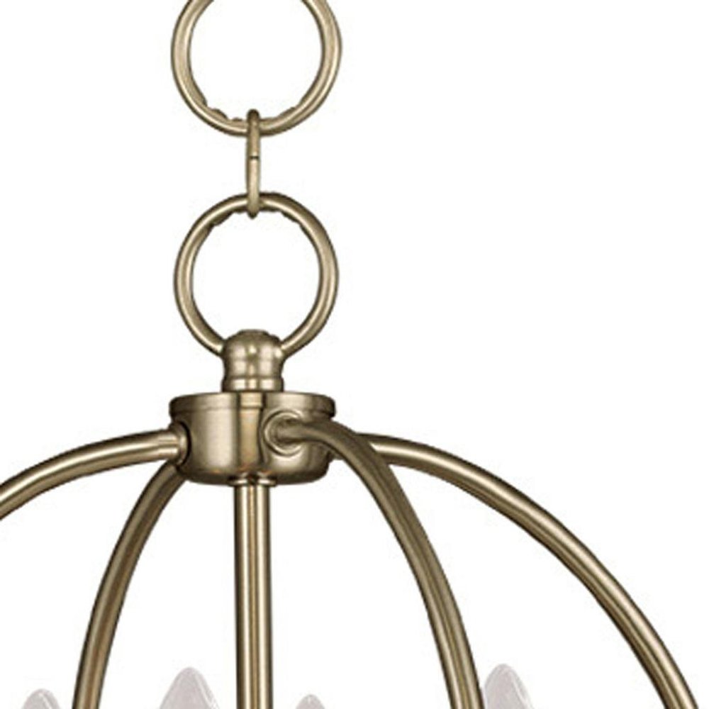 Brass And White Four Light Metal Dimmable Chandelier With Shades HomeRoots