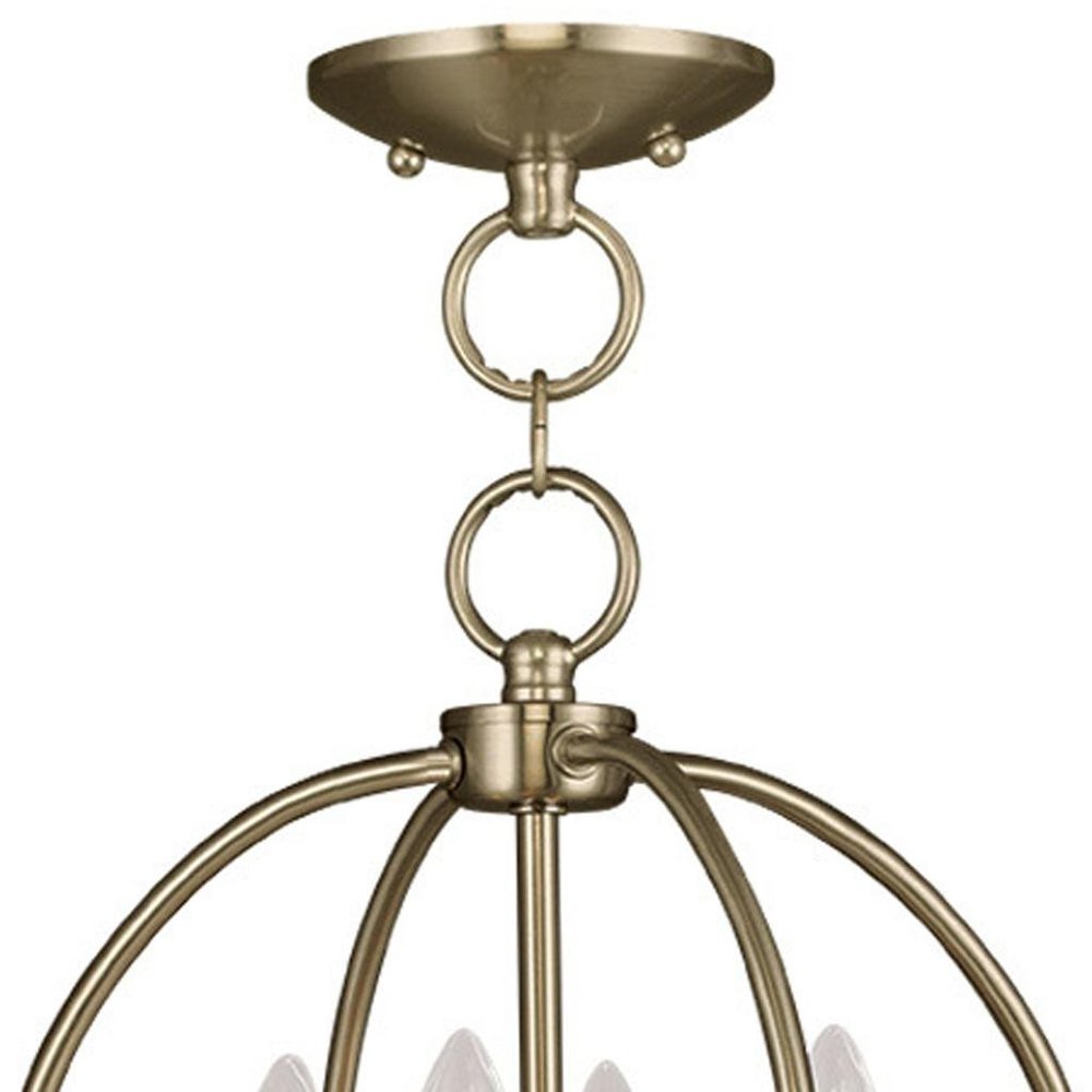 Brass And White Four Light Metal Dimmable Chandelier With Shades HomeRoots