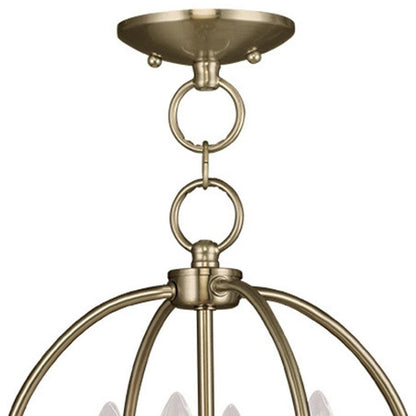 Brass And White Four Light Metal Dimmable Chandelier With Shades HomeRoots