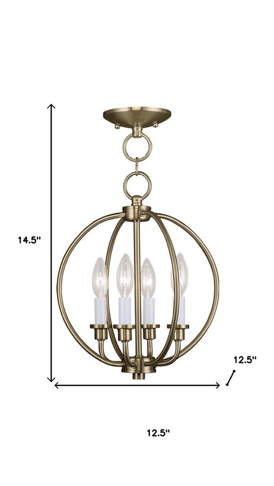 Brass And White Four Light Metal Dimmable Chandelier With Shades HomeRoots