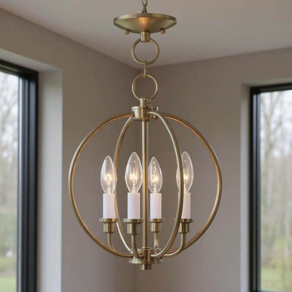 Brass And White Four Light Metal Dimmable Chandelier With Shades HomeRoots