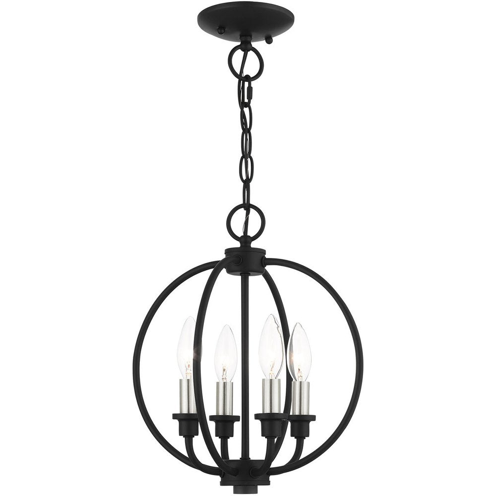 Black Four Light Metal Dimmable Chandelier With Shades HomeRoots