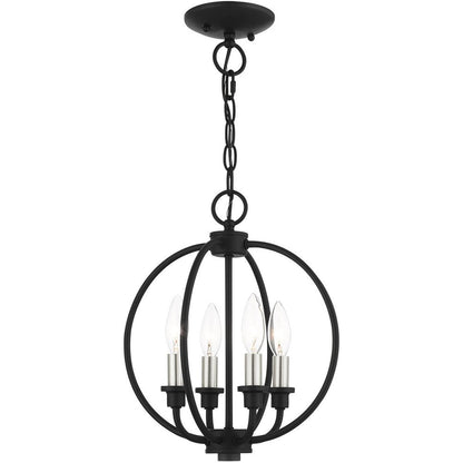 Black Four Light Metal Dimmable Chandelier With Shades HomeRoots