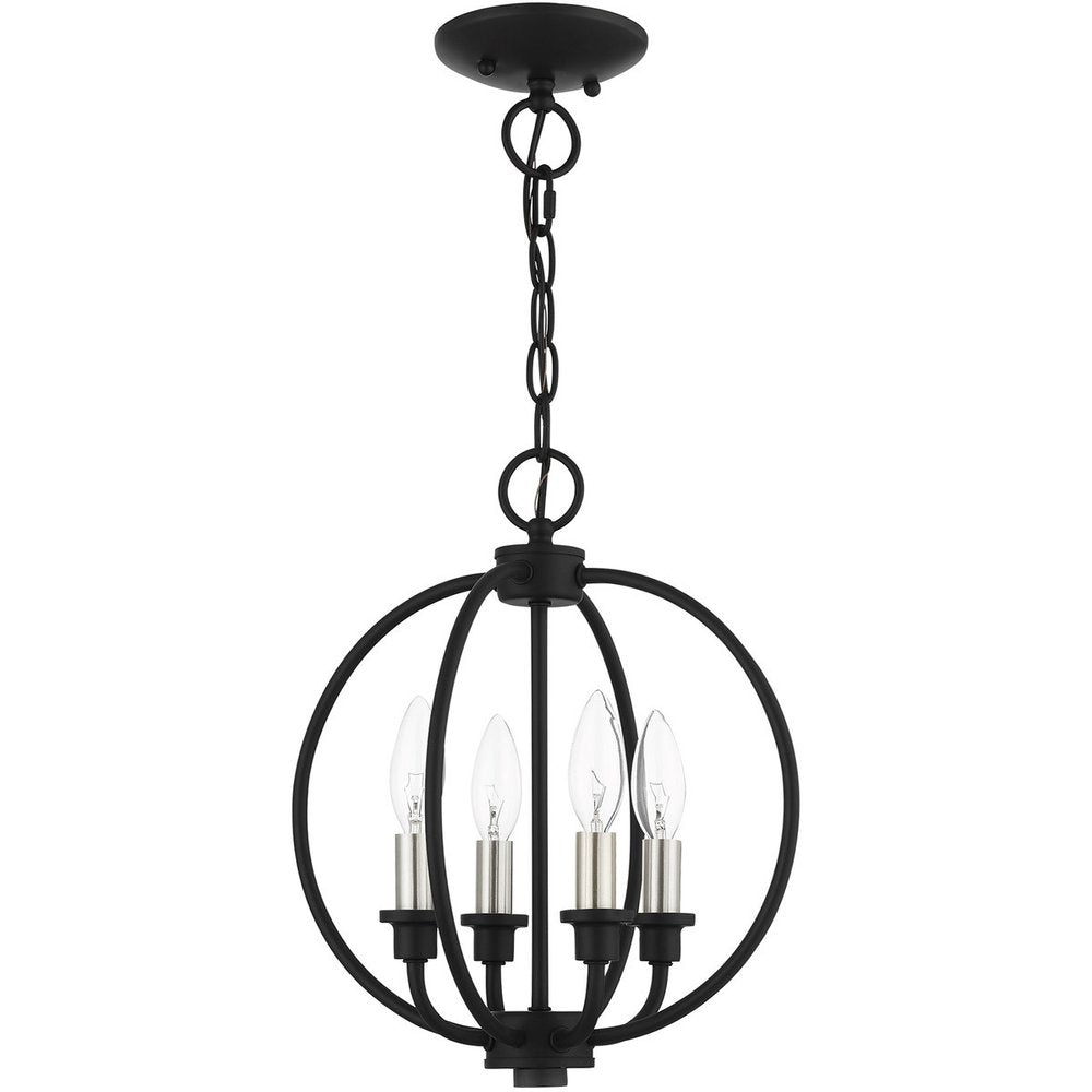 Black Four Light Metal Dimmable Chandelier With Shades HomeRoots