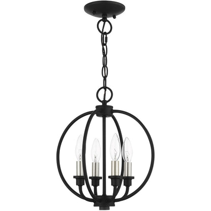 Black Four Light Metal Dimmable Chandelier With Shades HomeRoots
