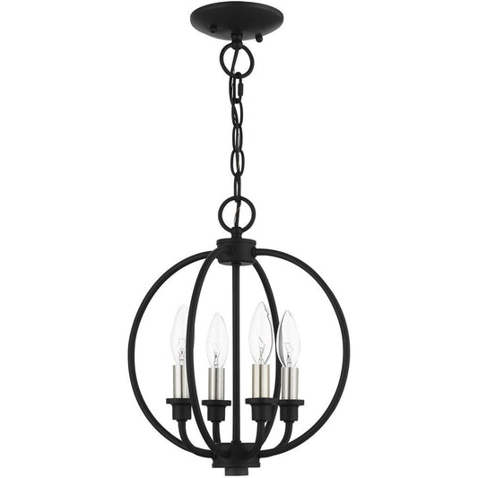 Black Four Light Metal Dimmable Chandelier With Shades HomeRoots
