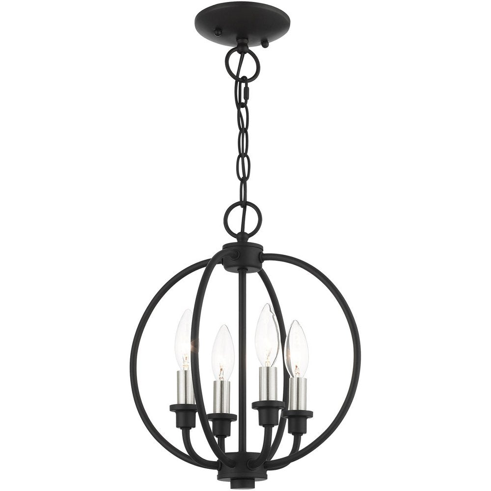 Black Four Light Metal Dimmable Chandelier With Shades HomeRoots