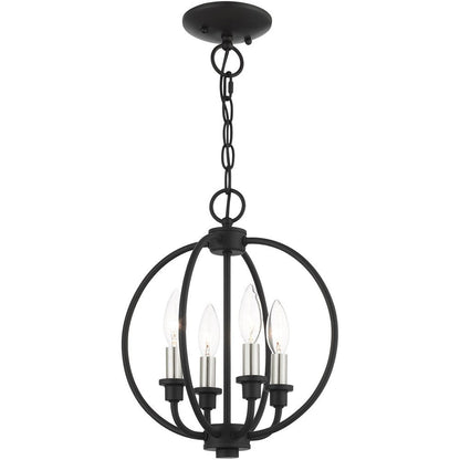 Black Four Light Metal Dimmable Chandelier With Shades HomeRoots