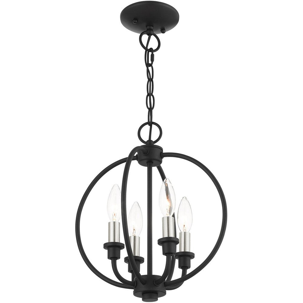 Black Four Light Metal Dimmable Chandelier With Shades HomeRoots