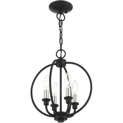Black Four Light Metal Dimmable Chandelier With Shades HomeRoots