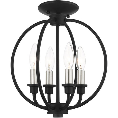 Black Four Light Metal Dimmable Chandelier With Shades HomeRoots