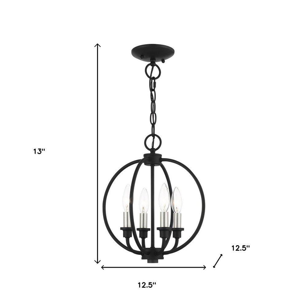Black Four Light Metal Dimmable Chandelier With Shades HomeRoots