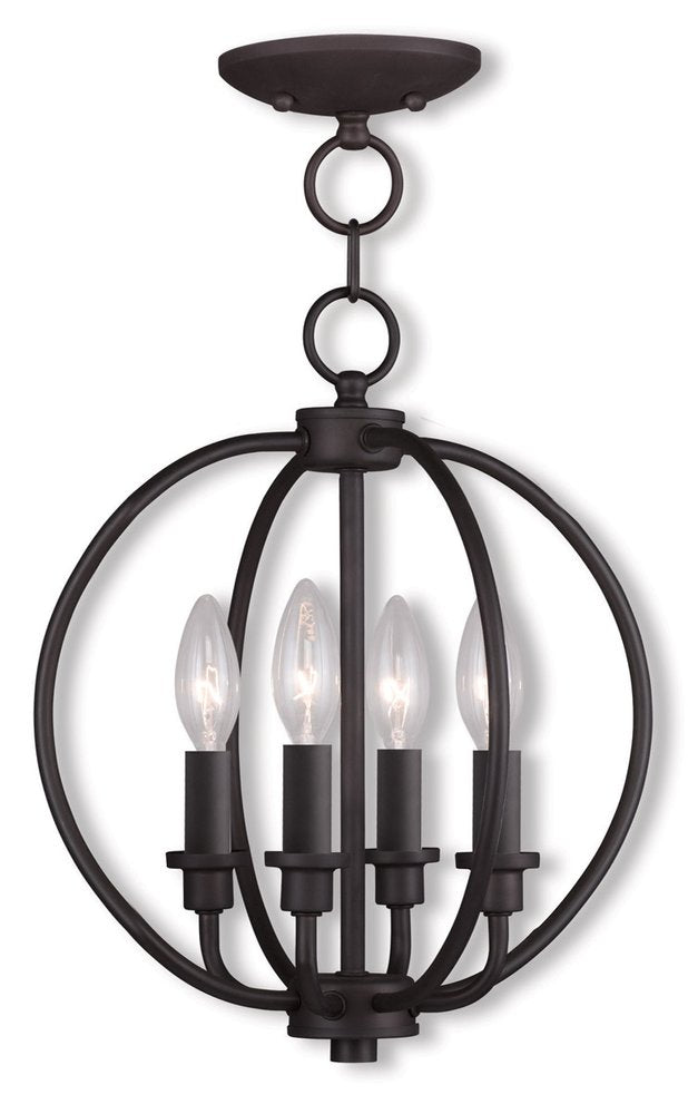 Bronze Four Light Metal Dimmable Chandelier With Shades HomeRoots