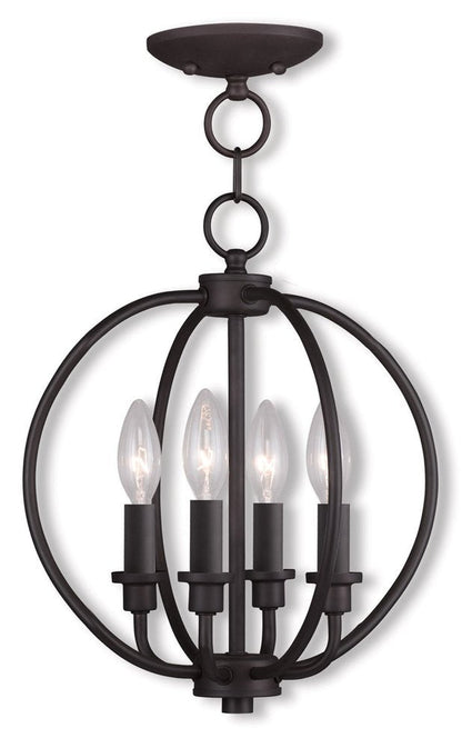 Bronze Four Light Metal Dimmable Chandelier With Shades HomeRoots