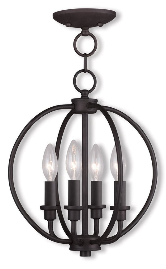 Bronze Four Light Metal Dimmable Chandelier With Shades HomeRoots