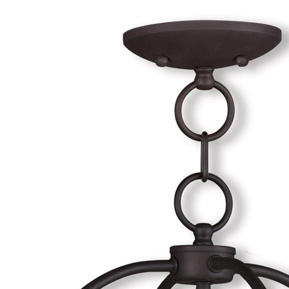 Bronze Four Light Metal Dimmable Chandelier With Shades HomeRoots
