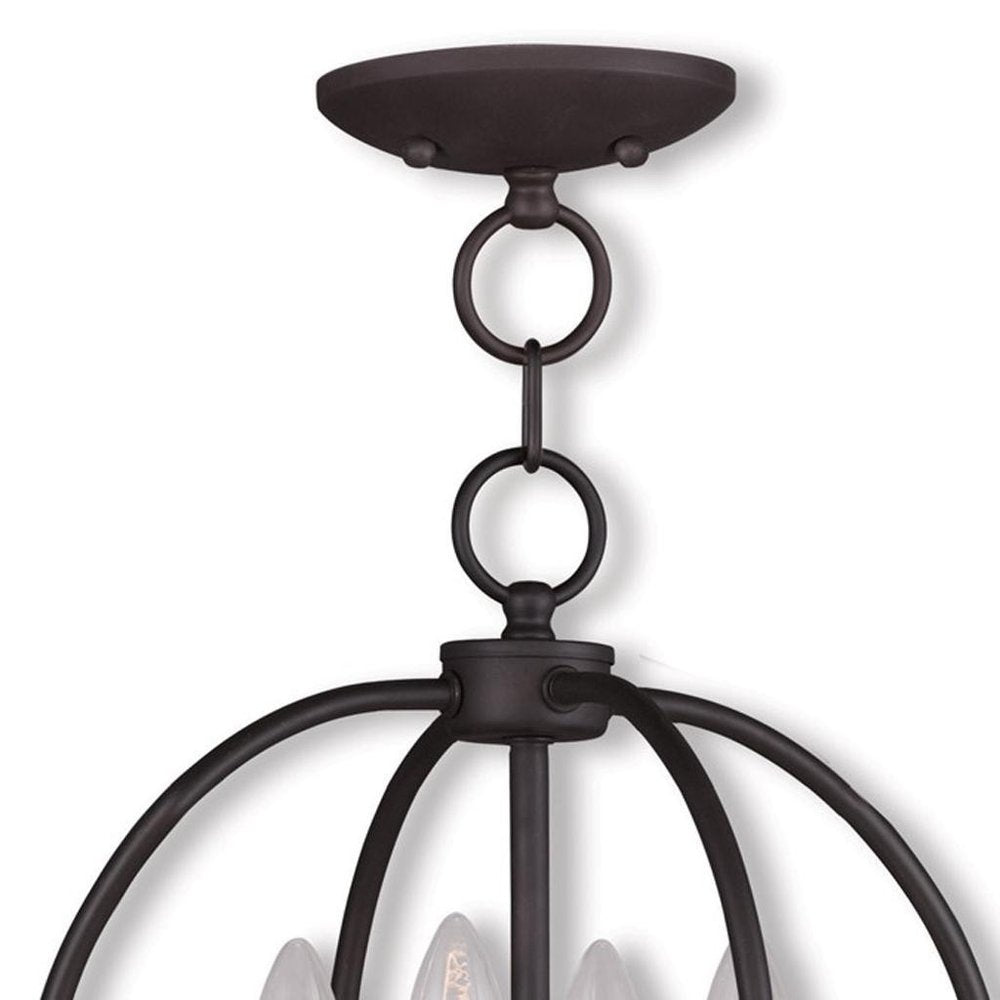 Bronze Four Light Metal Dimmable Chandelier With Shades HomeRoots
