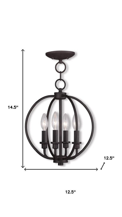 Bronze Four Light Metal Dimmable Chandelier With Shades HomeRoots