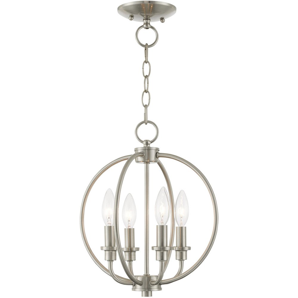 Nickel Four Light Metal Dimmable Chandelier With Shades HomeRoots