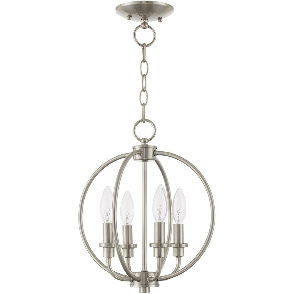 Nickel Four Light Metal Dimmable Chandelier With Shades HomeRoots
