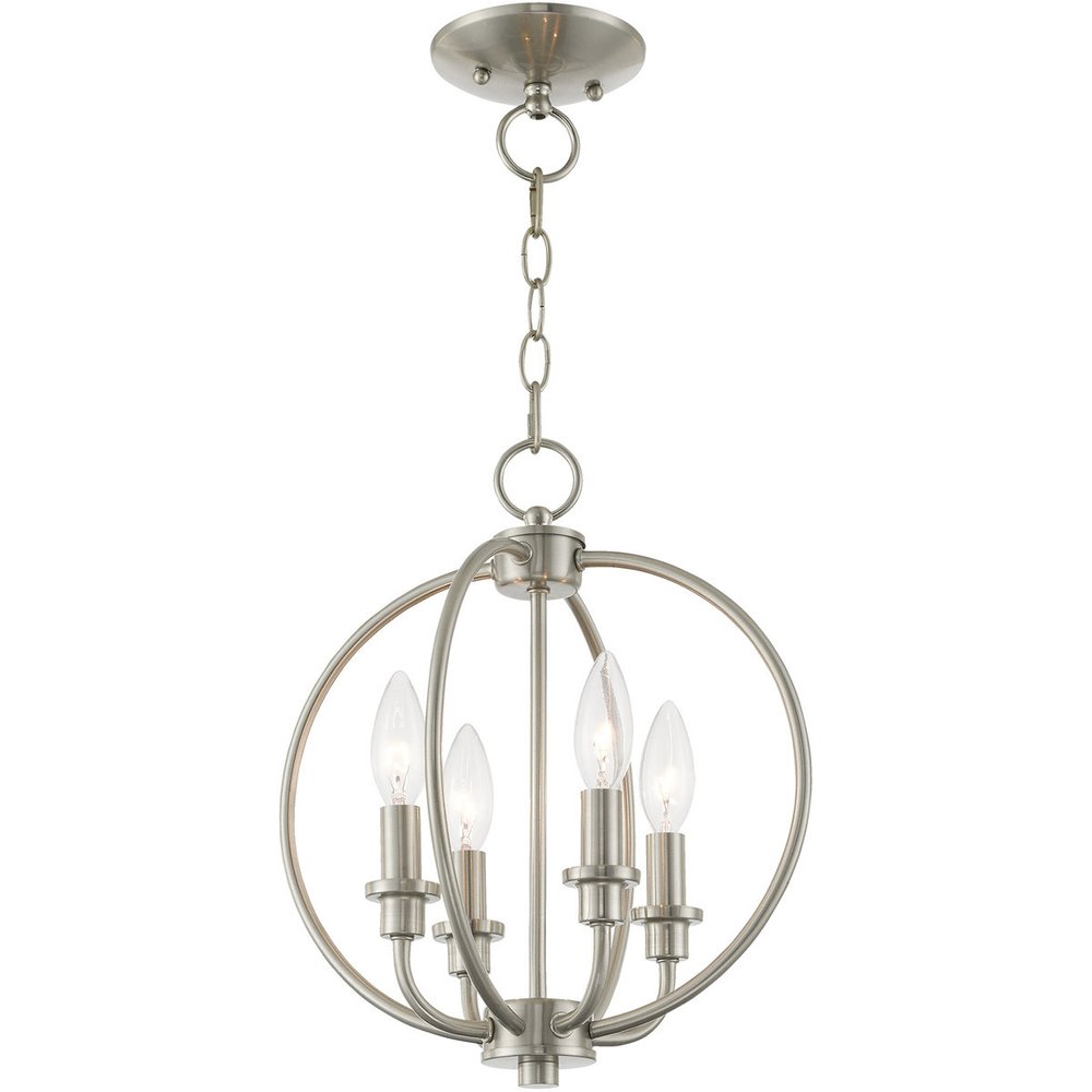 Nickel Four Light Metal Dimmable Chandelier With Shades HomeRoots