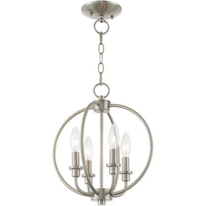 Nickel Four Light Metal Dimmable Chandelier With Shades HomeRoots