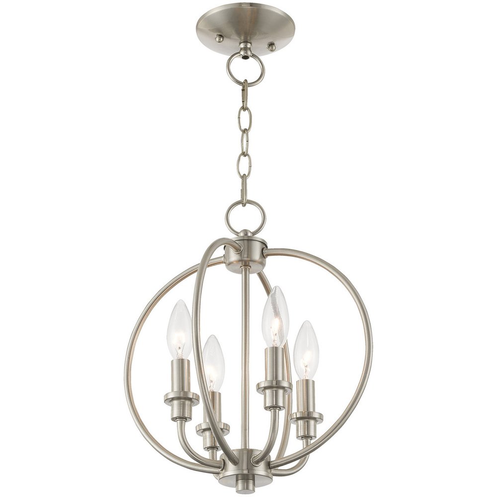 Nickel Four Light Metal Dimmable Chandelier With Shades HomeRoots