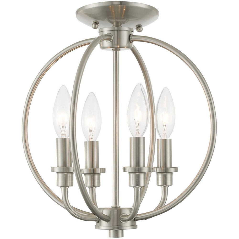 Nickel Four Light Metal Dimmable Chandelier With Shades HomeRoots