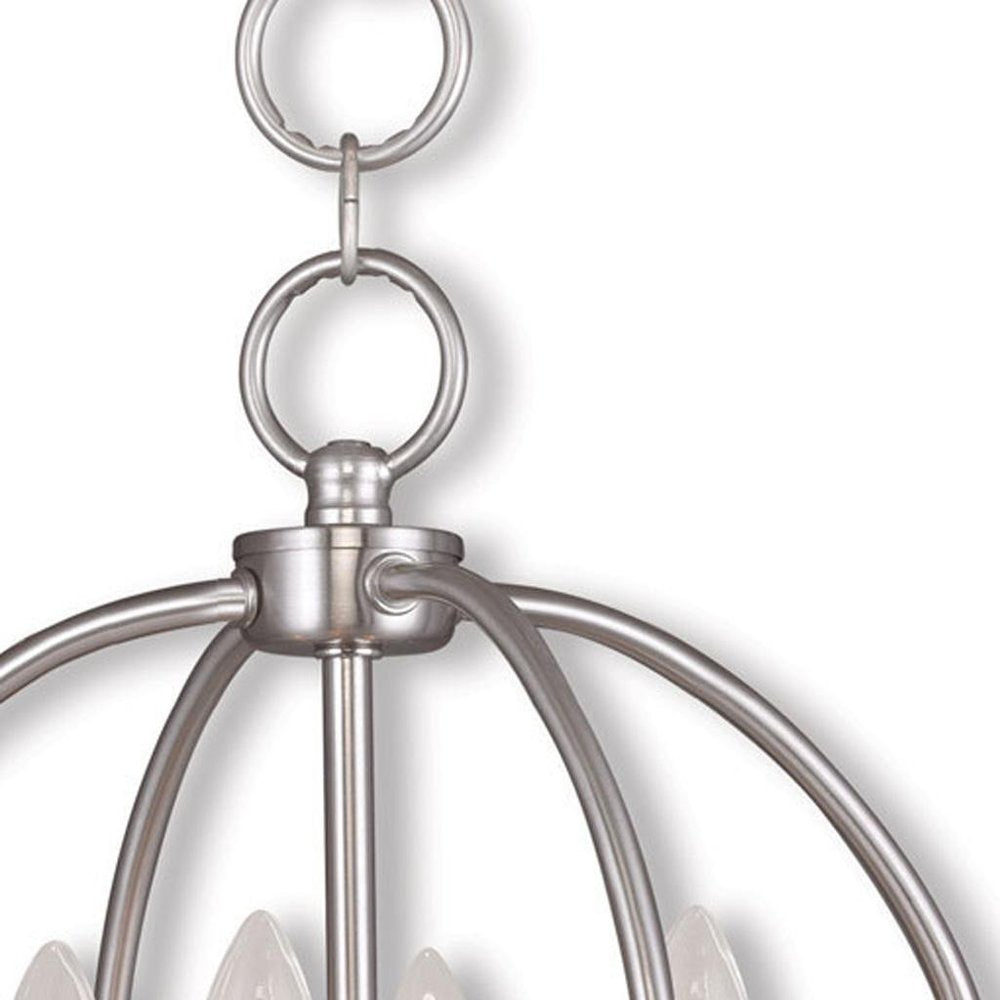Nickel Four Light Metal Dimmable Chandelier With Shades HomeRoots