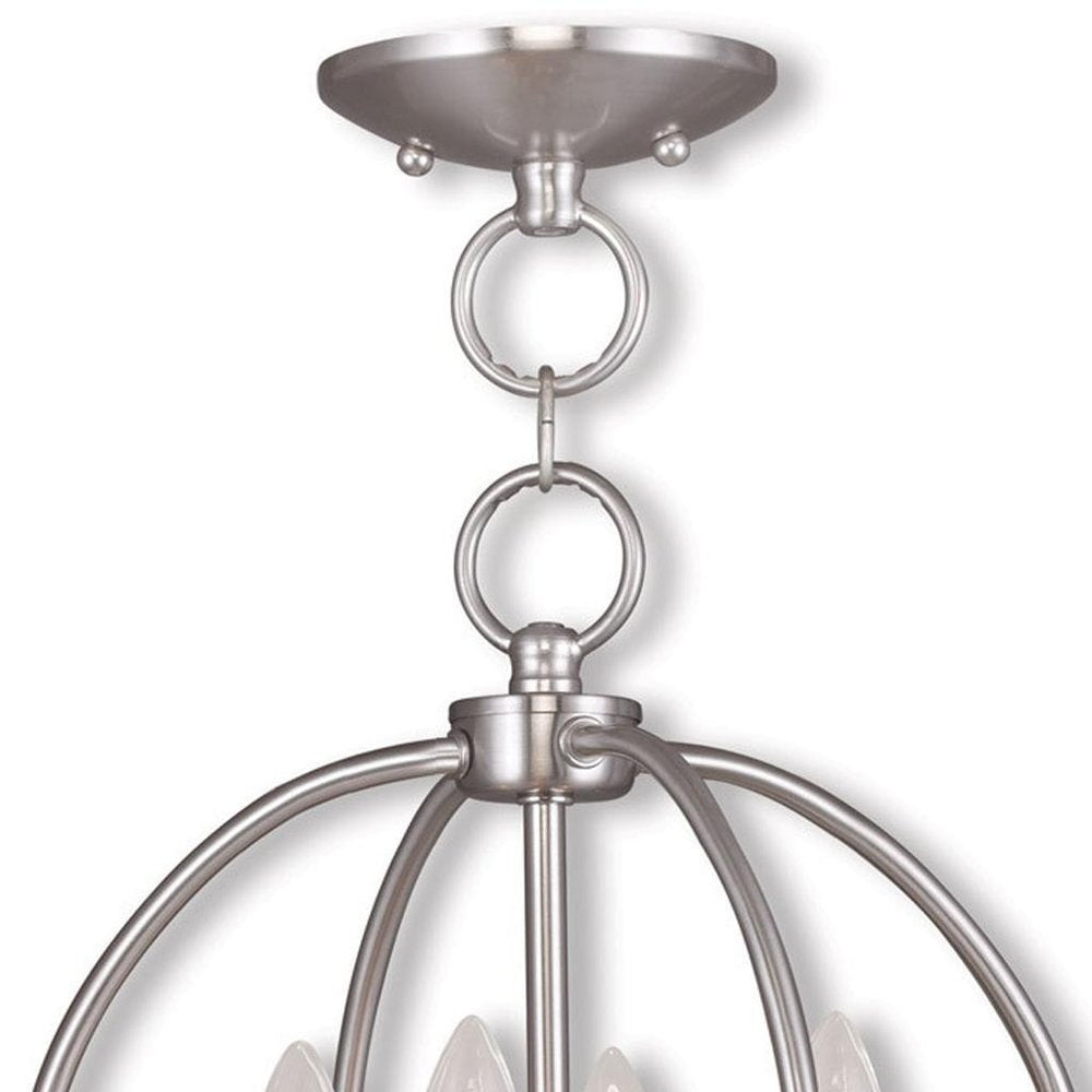 Nickel Four Light Metal Dimmable Chandelier With Shades HomeRoots