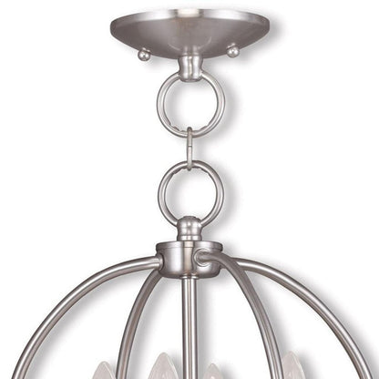 Nickel Four Light Metal Dimmable Chandelier With Shades HomeRoots