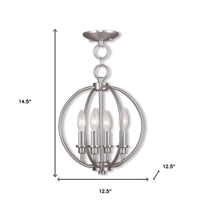 Nickel Four Light Metal Dimmable Chandelier With Shades HomeRoots