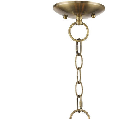 Antiqued Brass Five Light Metal Dimmable Chandelier With Shades HomeRoots