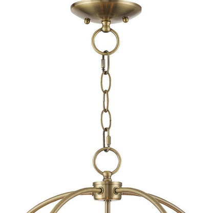 Antiqued Brass Five Light Metal Dimmable Chandelier With Shades HomeRoots