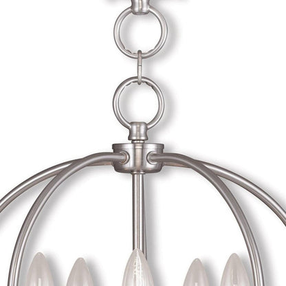 Nickel Five Light Metal Dimmable Chandelier With Shades HomeRoots
