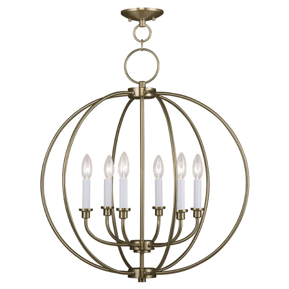 Brass Six Light Metal Dimmable Chandelier With Shades HomeRoots