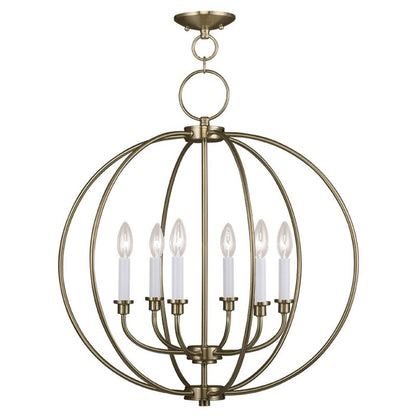 Brass Six Light Metal Dimmable Chandelier With Shades HomeRoots
