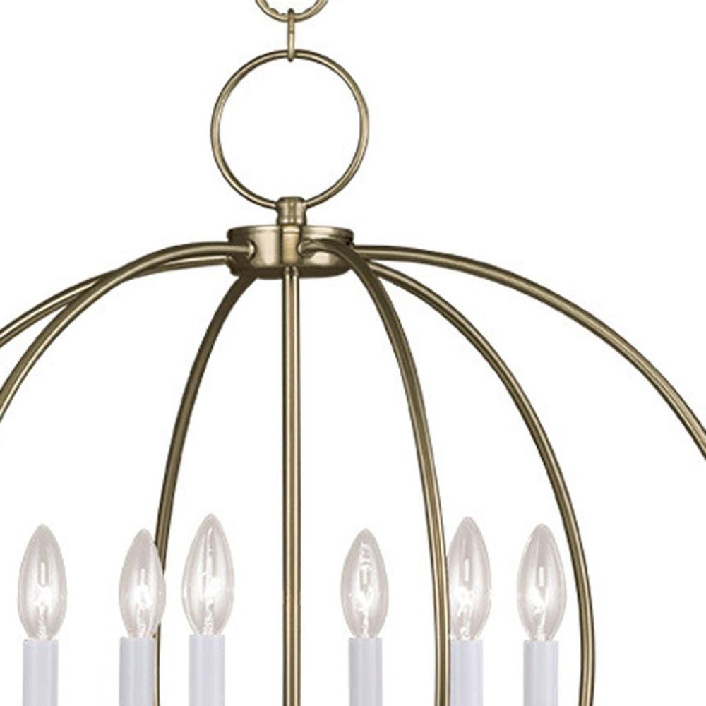 Brass Six Light Metal Dimmable Chandelier With Shades HomeRoots