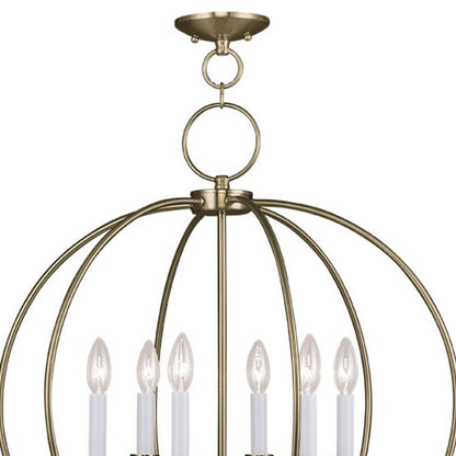 Brass Six Light Metal Dimmable Chandelier With Shades HomeRoots