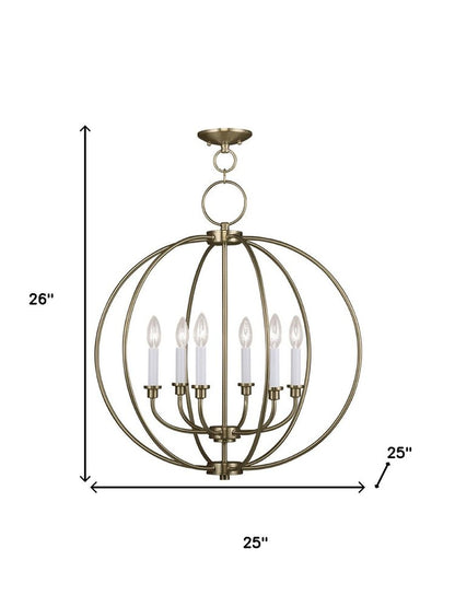 Brass Six Light Metal Dimmable Chandelier With Shades HomeRoots