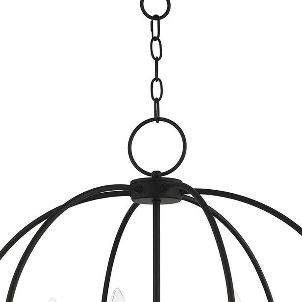 Black Six Light Metal Dimmable Chandelier With Shades HomeRoots