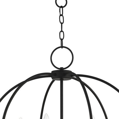 Black Six Light Metal Dimmable Chandelier With Shades HomeRoots