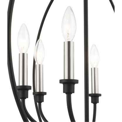 Black Six Light Metal Dimmable Chandelier With Shades HomeRoots