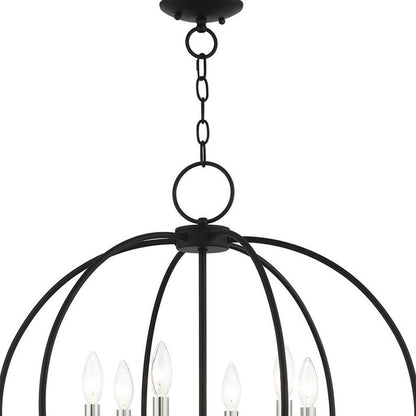 Black Six Light Metal Dimmable Chandelier With Shades HomeRoots