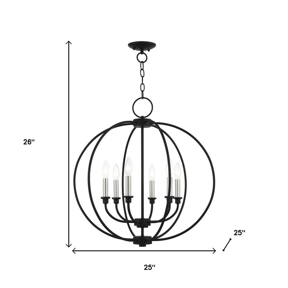 Black Six Light Metal Dimmable Chandelier With Shades HomeRoots