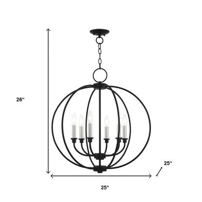 Black Six Light Metal Dimmable Chandelier With Shades HomeRoots