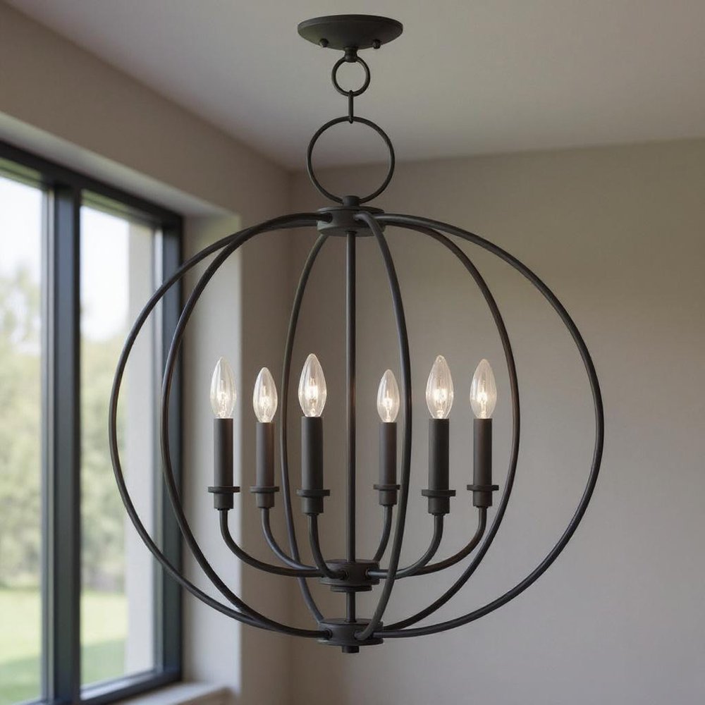 Bronze Six Light Metal Dimmable Chandelier With Shades HomeRoots