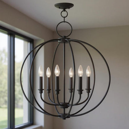 Bronze Six Light Metal Dimmable Chandelier With Shades HomeRoots